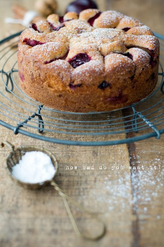 Plum cake made in olive oil
